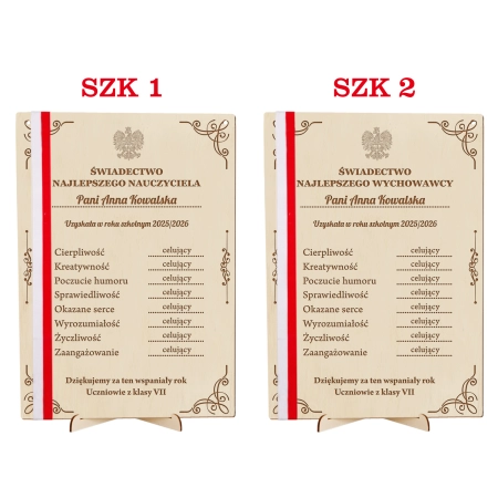Świadectwo najlepszego wychowawcy prezent na zakończenie roku szkolnego prezent dla Nauczyciela od klasy uczniów